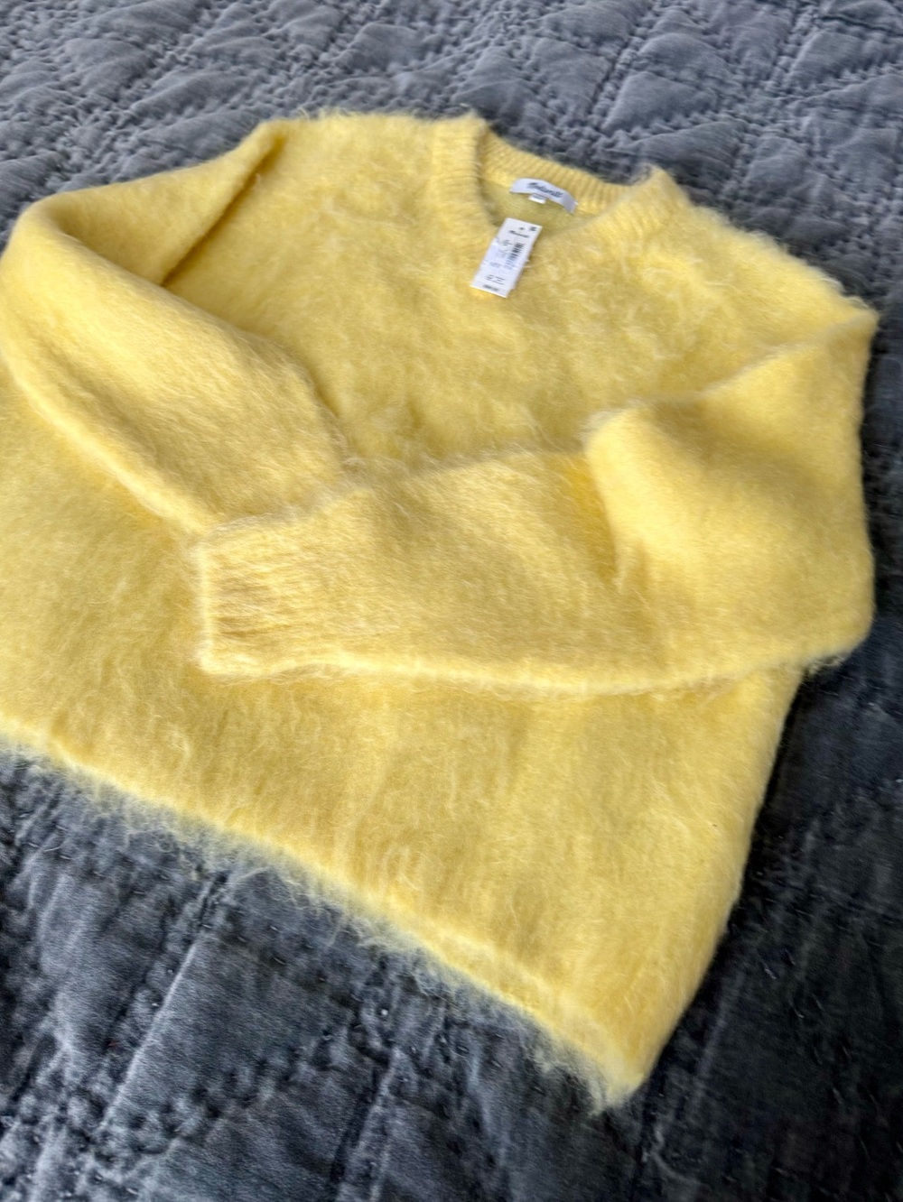 Madewell Yellow Fuzzy Crewneck Sweater NWT, S